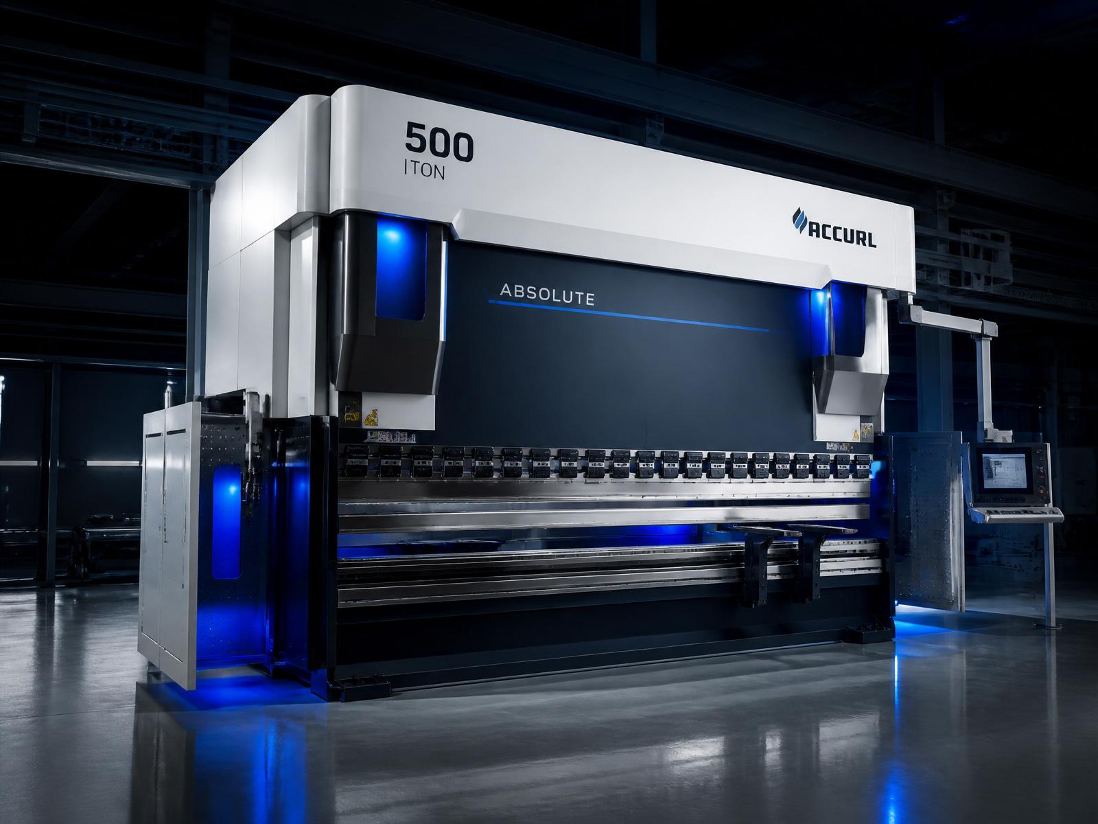 Pressa piegatrice CNC da 500 tonnellate in officina DG Tecno